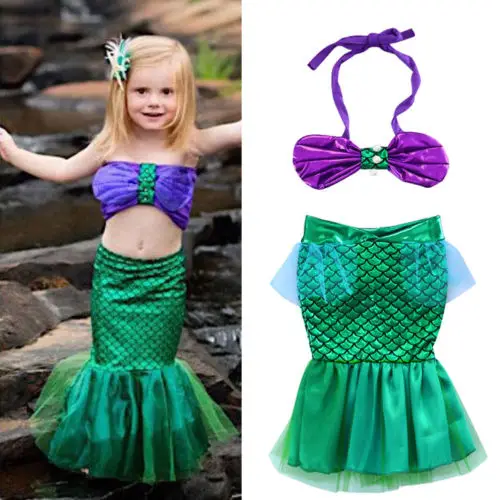 US Toddler Newborn Baby Girls Rompers Jumpsuit Little Mermaid Outfits Costume