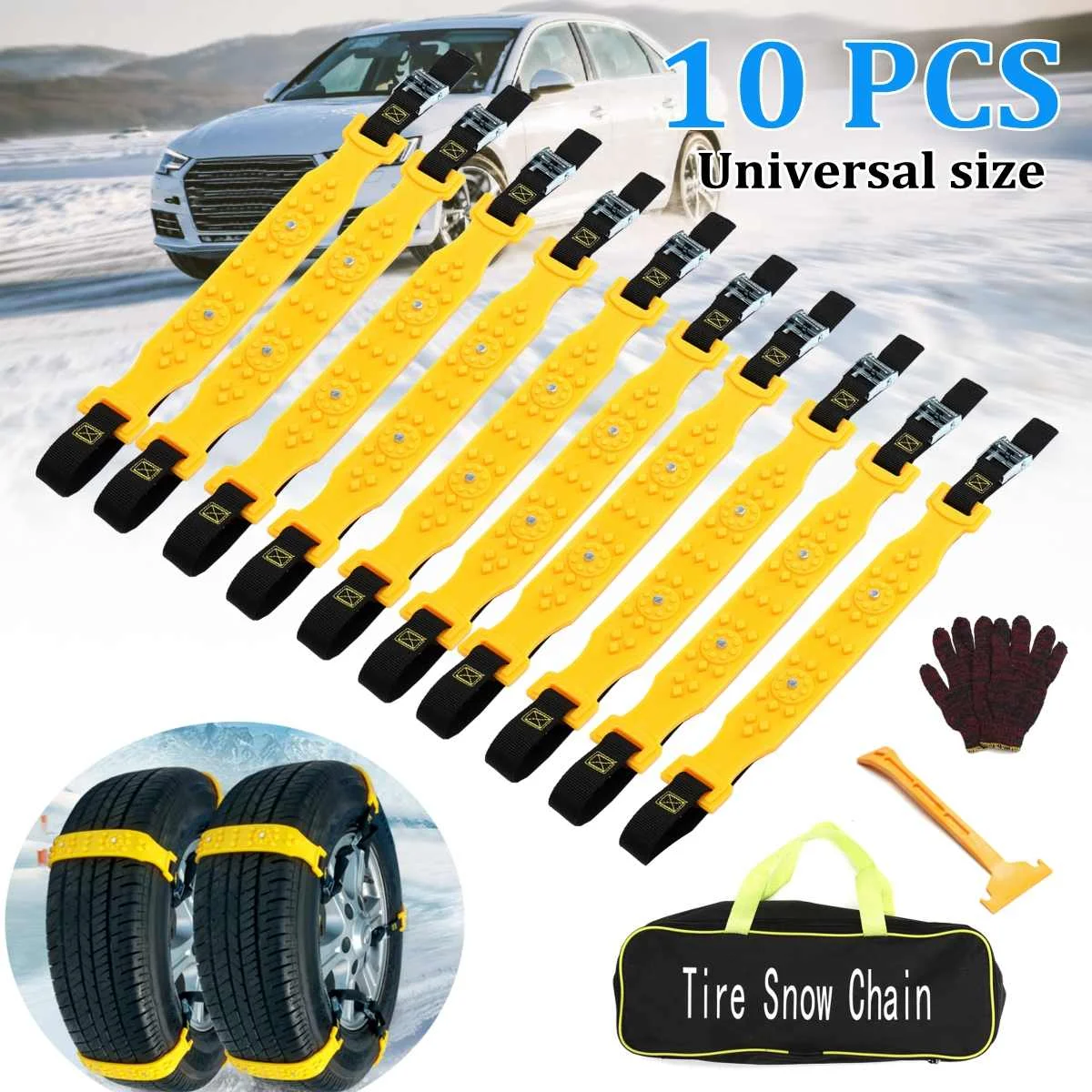 

2019 Tire Anti-Skid Snow Chains TPU Car SUV Winter Safe Driving Anti-Slip Belt For Ice Snow Sand Mud Road +Bag+Gloves