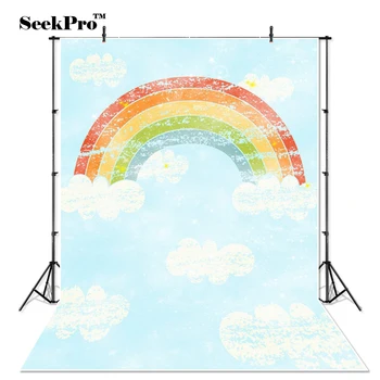

Thin Vinyl painted rainbow stars cloud baby children Photo Backdrops Printed studio indoor professional Photographic Backgrounds