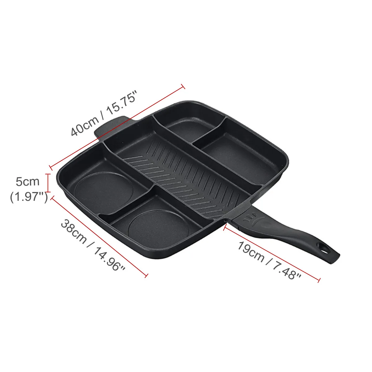  5 In 1 Multifunction Non-Stick Divided Grill Frying Pan Cooking Pan Induction Household Kitchen Too - 33003321560