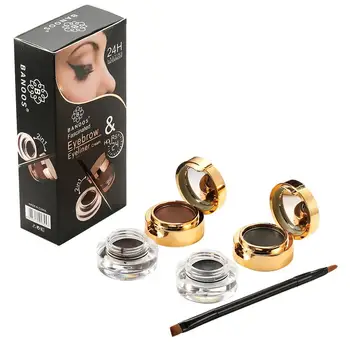 

2019 New MUSIC ROSE 2 In 1 Black And Brown Gel EyelinerEyebrow Powder 4 Color Waterproof And Sweat-Proof Makeup Set