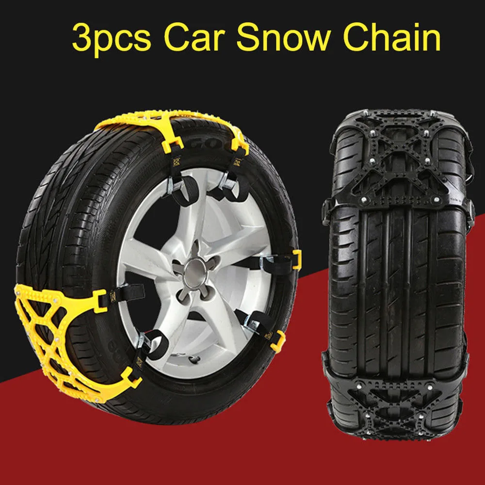 

3x TPU Snow Chains Universal Car Suit 165-265mm Tyre Winter Roadway Safety Tire Chains Snow Climbing Mud Ground Anti Slip