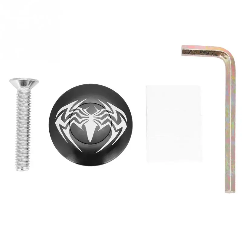 Bicycle Stem Top Cap Black Spider Pattern Round Mountain Road Bike Stem