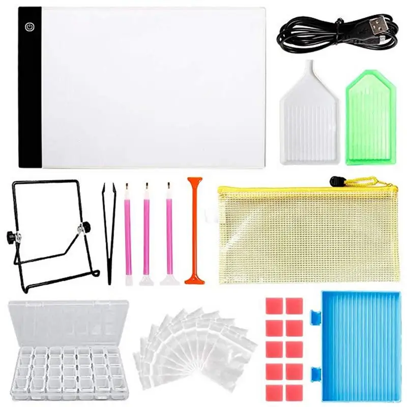 5D dimmable light box diamond painting kit A4 LED light board 30 pieces