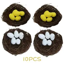New 10Pcs Easter Egg Toy Simulated Foam Bird Egg Colorful Bubble Quail DIY Artificial Painted Home Decoration For Children