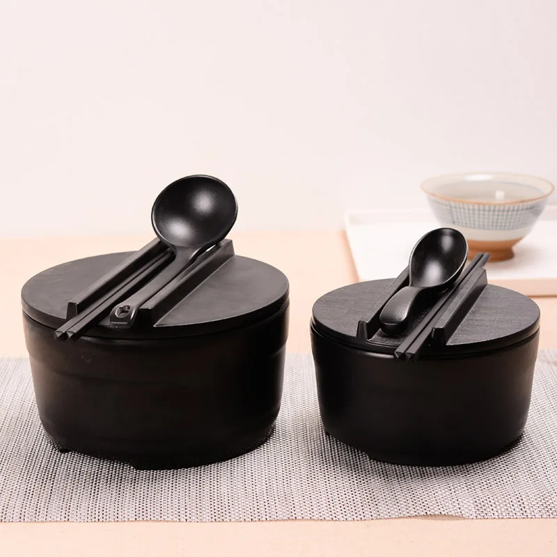 

Japanese style couple noodle bowl chopsticks spoon set student rice soup melamine ramen dishware tableware plastic set