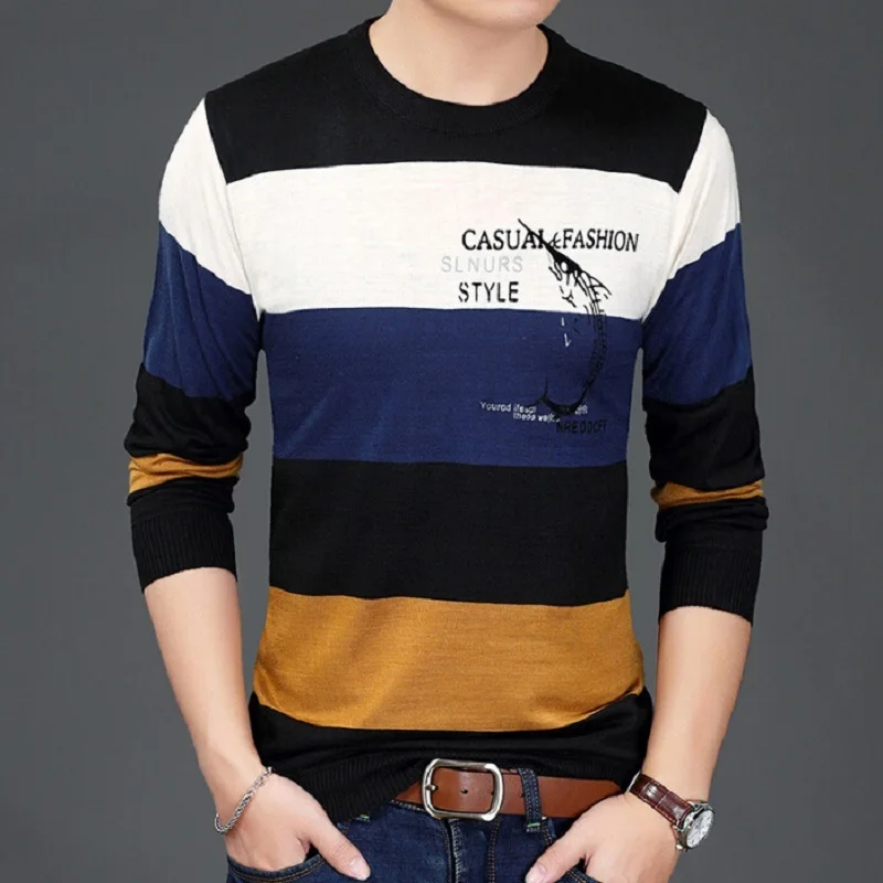 

Zollrfea New Fashion Men Casual O-Neck Pullover Autumn Loose Print Sweater Fit Long Sleeve Shirt Plus Size XXXL AD00128