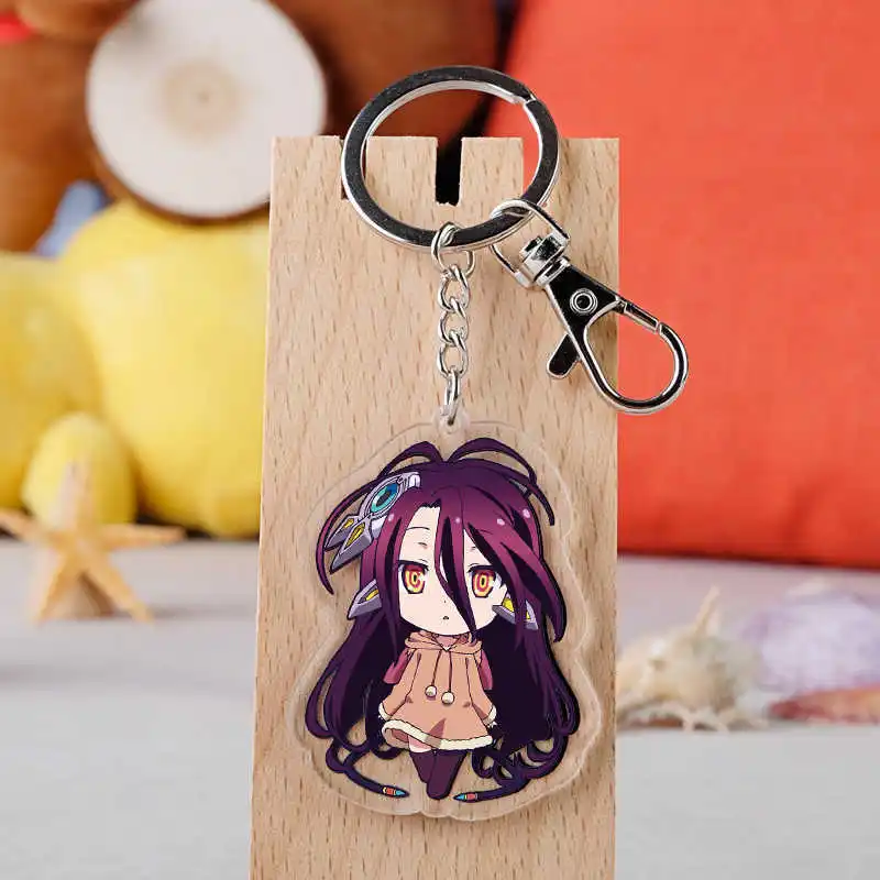 

Anime NO GAME NO LIFE Cartoon Pendants keychain Figure Model Toys Key Ring Gift