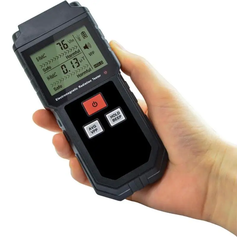 

Electromagnetic Radiation Tester Electric Field Magnetic Field Dosimeter Tester Sound and Light Alarm Sensor Handheld Counter