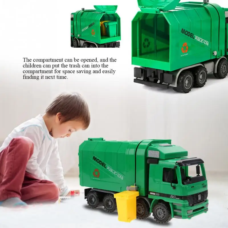 

1:22 Ratio Large Size Garbage Truck Model Toy Sanitation Car Garbage Truck Vehicle Model Toys for Boys Kid Children Gift