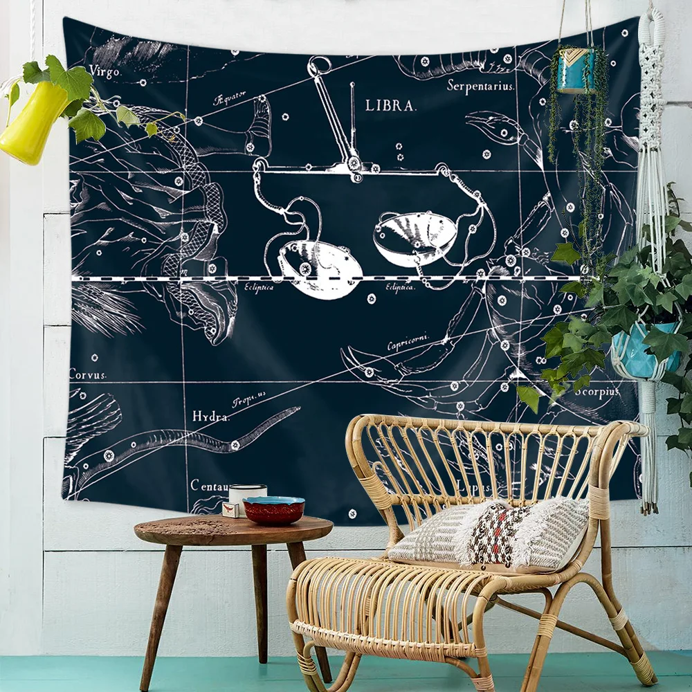 

Tarot Constellation Mandala Tapestry Wall Hanging Astrology Starry Sky Mural Divine Wall Cloth Tapestries Carpet Throw Tapestry