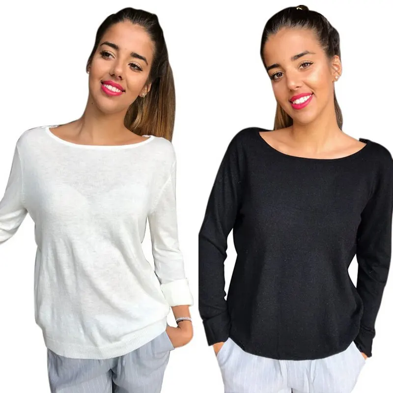 

Trendy Sexy Women clothes Long Sleeve Loose Lace round neck Blouses Casual pullover Backless cotton Shirts one pieces