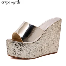 wedge flip flops Summer slippers womens mules with heels Flip Flops Wedges striped shoes women flip flops sandals women YMA738
