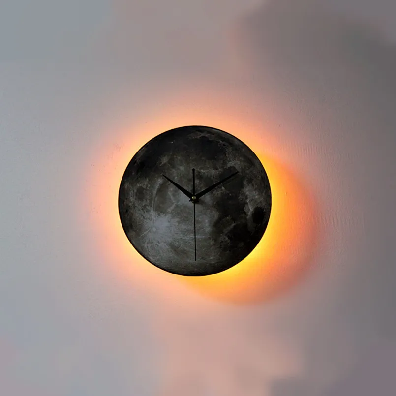 Новые 3D настенные часы LED Moon Night Light Настенные технология дистанционного