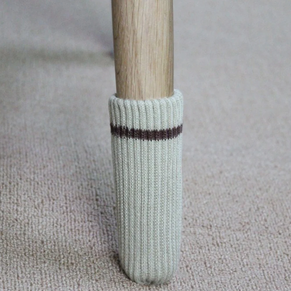 

4Pcs Furniture Feet Sleeve Knitting Cover Thicken Floor Protection Table Protector Anti-slip Chair Leg Socks
