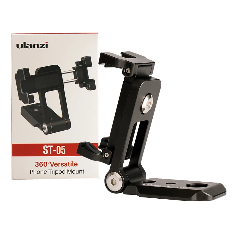 

Ulanzi ST-05 Vertical Horizontal 360 Rotation Foldable Photography Phone Clip Holder with Cold Shoe 3/8 1/4 Screw Photo Studio