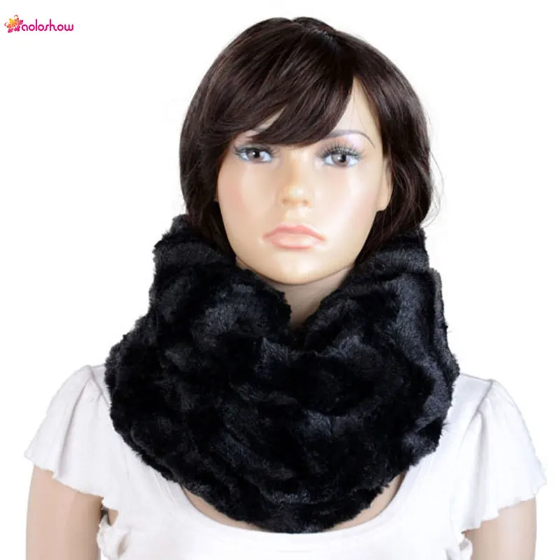 

AOLOSHOW Winter Faux Fur Scarf for Women Necklace One Circle Loop Scarf Female Jewelry Twist Neck Warmer Infinity Scarf NL-2130