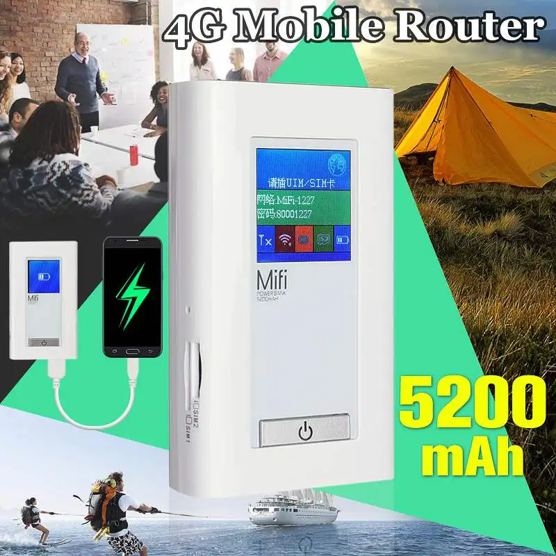 

4G LTE Mobile WiFi Wireless Router Hotspot LED Lights Supports 10 Users Portable Router Modem for Car Home Mobile Travel Camping