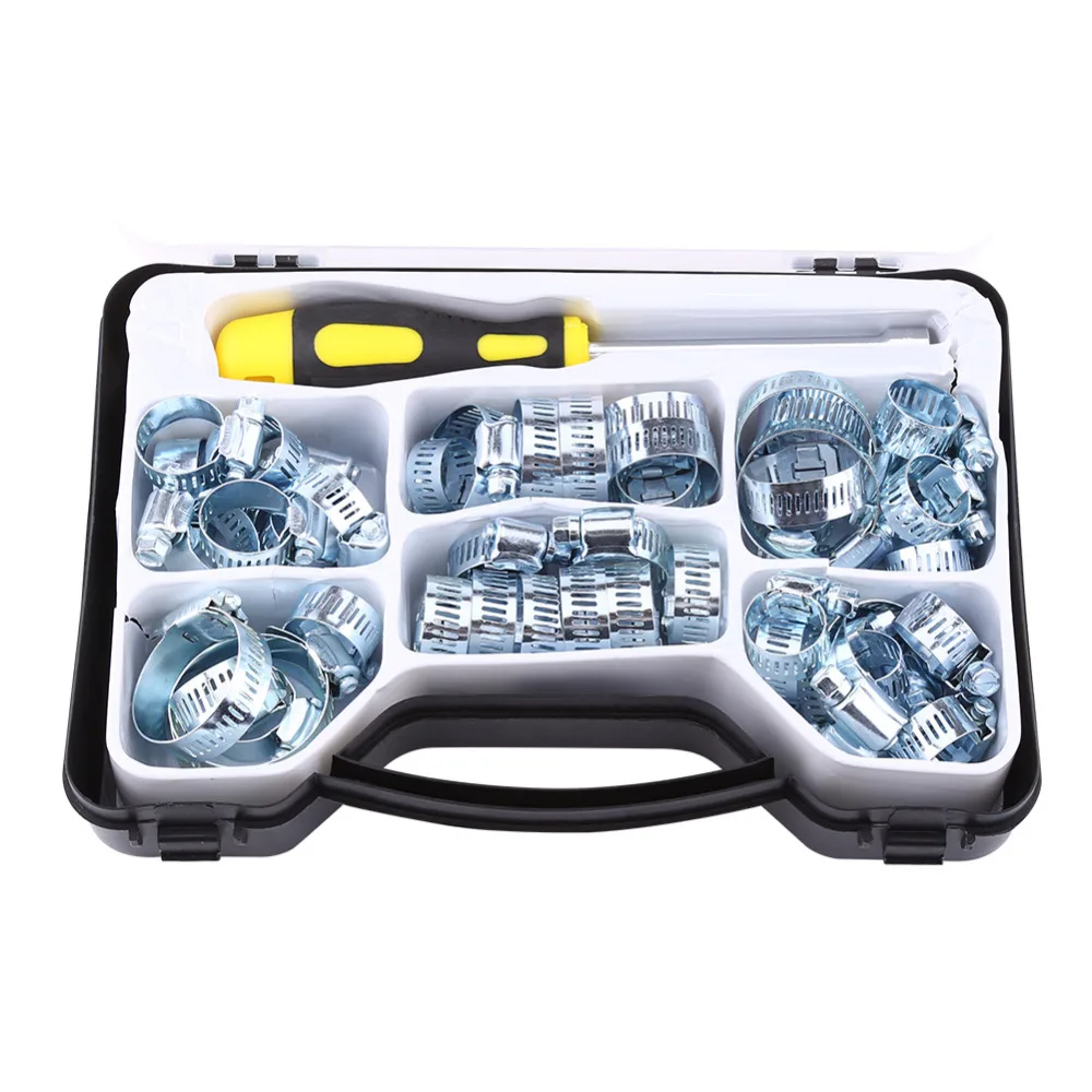 

51pcs/set Carbon Steel Fuel Line Pipe Clamps Hose Clips Hex Driver Tools Set Car Repairing Tool With Case 2019 New
