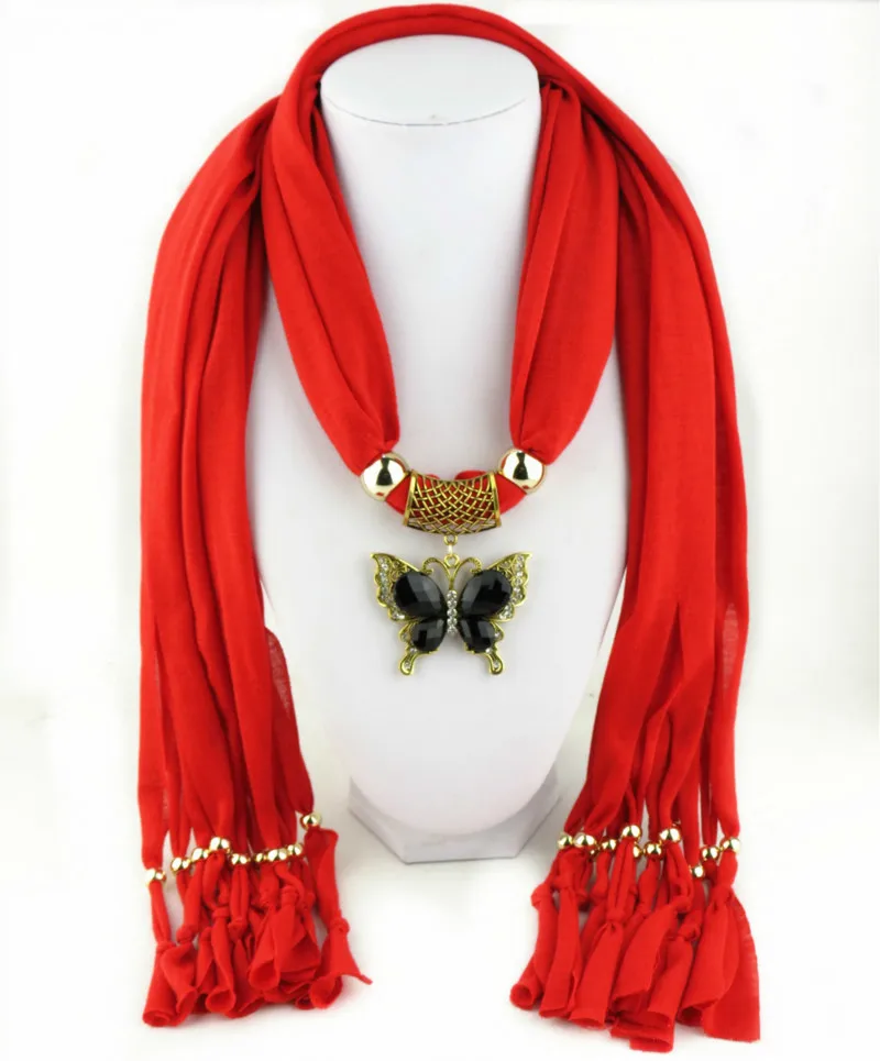 New Pattern Tassels Ornaments Hair Scarf Ancient Golden Butterfly Pendeloque Cut Shawl Scarfs For Ladies Muslim Scarves Necklace