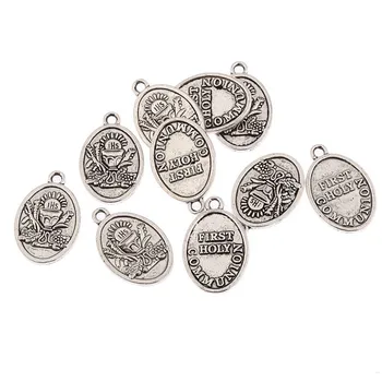

10pcs Charms First Holy Communion Oval Pendants Bead For Jewelry Accessories Making DIY Necklace Bracelet 20*15mm