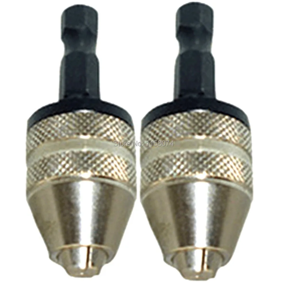 

2pcs 1/4" Keyless Drill Chuck Screwdriver Impact Driver Adaptor 1/4" 6mm Hex Shank Keyless Chuck Capacity Range 0-3mm