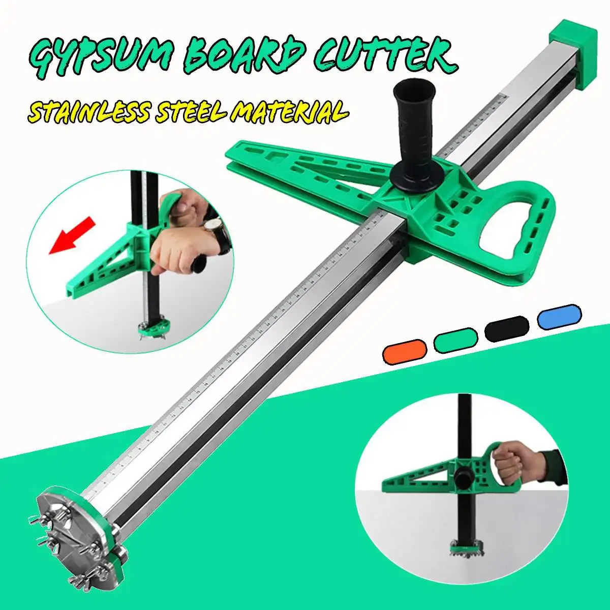 

Stainless Steel Manual Gypsum Board Cutting Artifact Roller Type Hand Push Drywall Cutting Tool Orange/Green/Black
