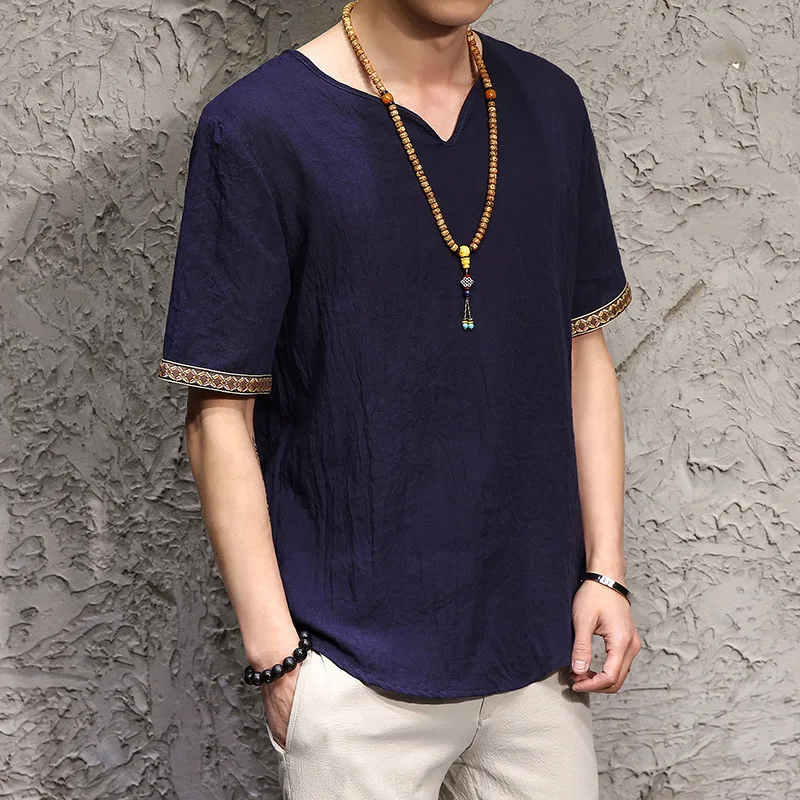 

Chinese Style Linen T Shirt Men Fashion Harajuku Streetwear Funny Tshirt Hip Hop T-Shirt Men Summer 2019 men Clothing