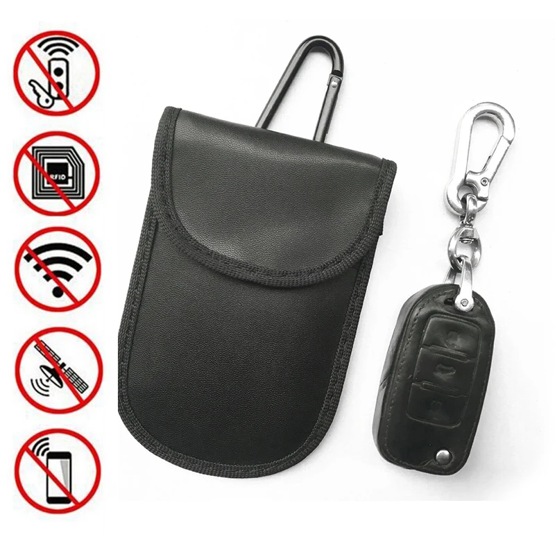 Anti-theft Mini Portable Motors RF Shielding Signal Blocking Carabiner Key Case Black |