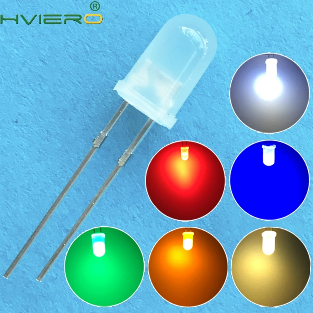 

1000pcs 5mm Warm white Round Diffused Light-emitting diode 2pin LED Bulb Light Free Shipping New