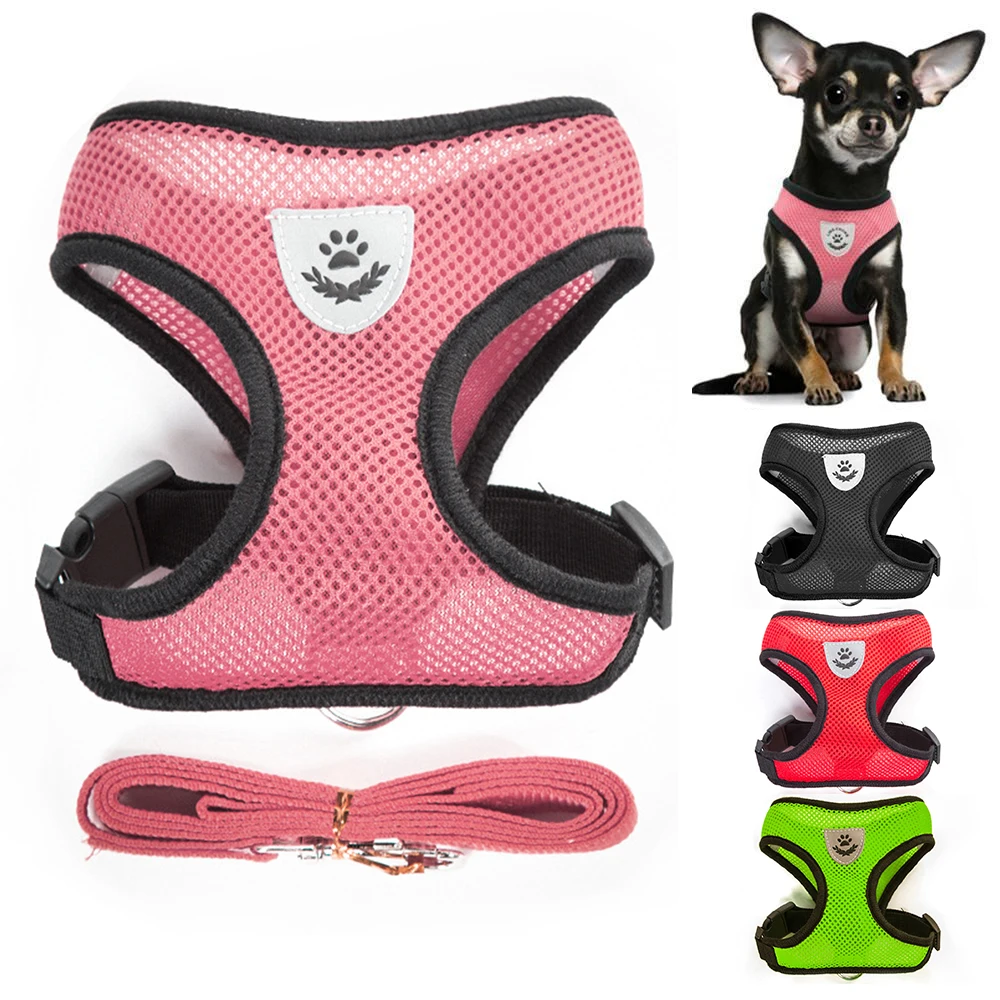 

Pet Breathable Mesh Harness With Leash Pet Adjustable Walking Vest Strap For Small Dog Puppy