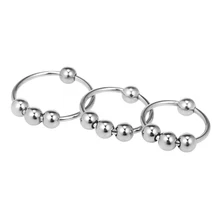Cockring Silicone Penis Stainless Steel Delayed Ejaculation with Four Movable Beads Sex Toys for Men Penis Sleeve Extender