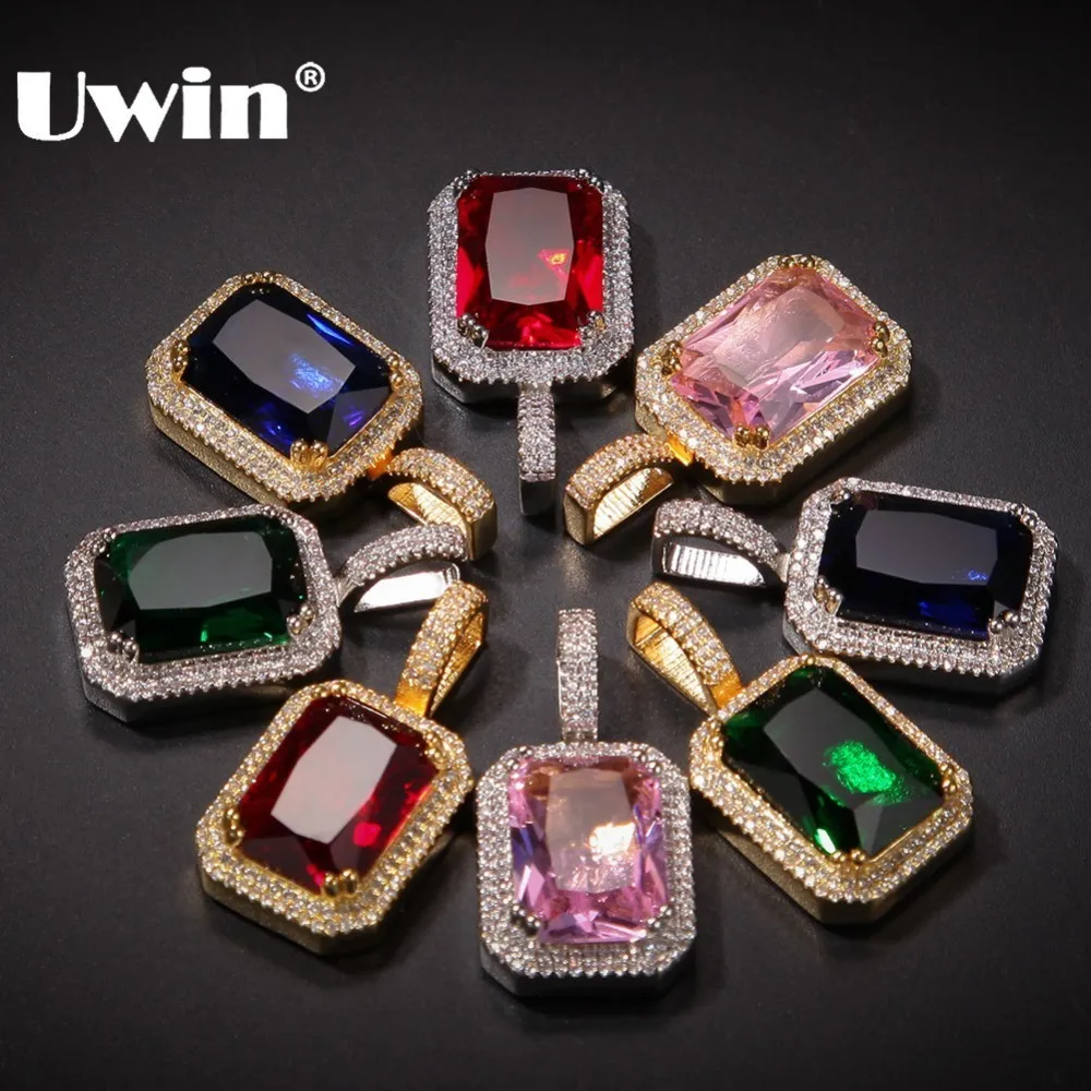 Uwin Iced Cubic Zirconia Gem Necklace 