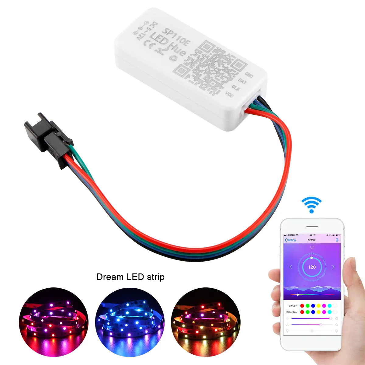 

RGB Controler SP110E SPI Bluetooth Full Color Pixel Light Controller Smart Phone APP For WS2812B SK6812 RGBW RGB/RGBW DC5-12V