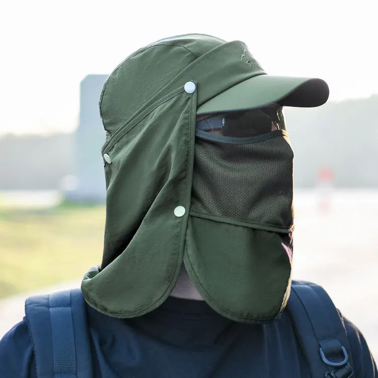 

1PC Outdoor Sports Quick-dry Hiking Climbing Visor Cap Fishing Hat Anti-UV Fishing Cap Face Neck Cover Detachable Sunshade Cap