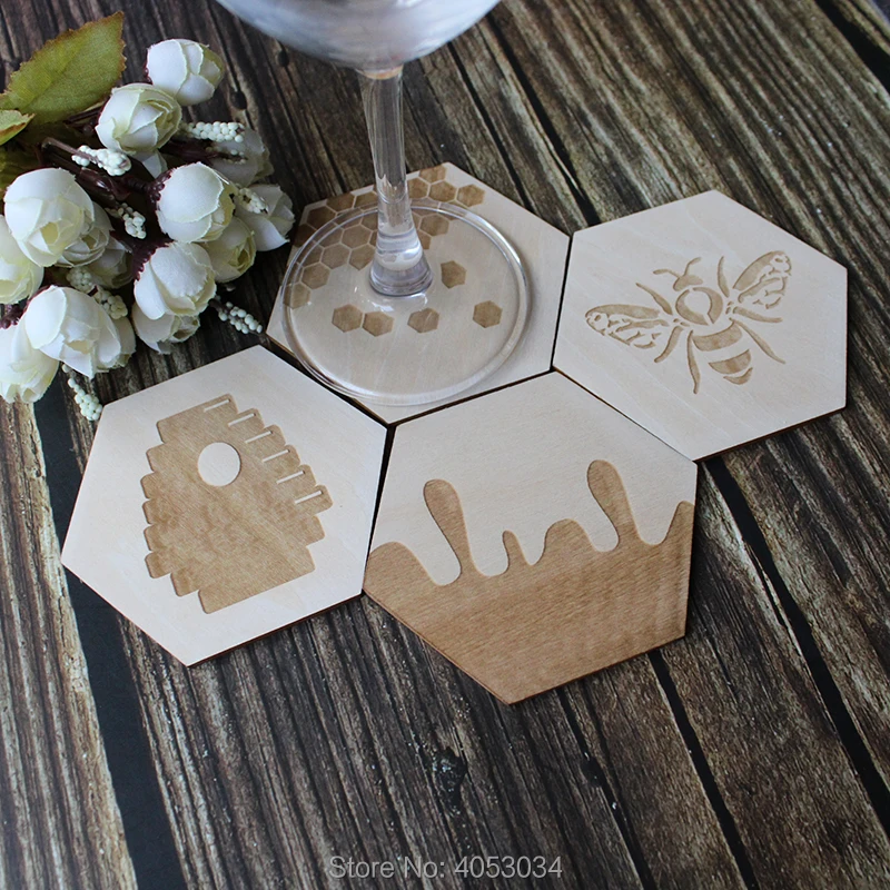 

Personalized Honey Bee Coaster With Nolder Wood Coasters for Drinks Design Decor Sota Coasters Uli Coaster