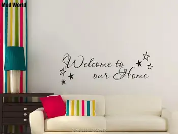 

Mad World-Welcome To Our Home Quote Wall Art Stickers Wall Decals Home DIY Decoration Removable Room Decor Wall Stickers A02