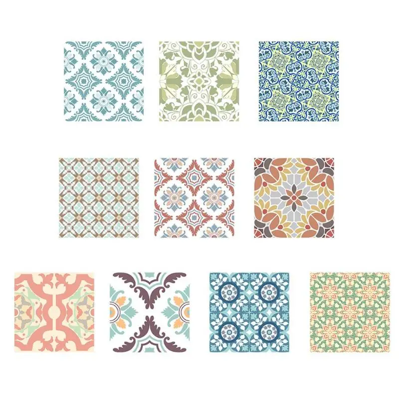 10pcs Colorful Retro Washable Tile Stickers Antibacterial Anti-mildew anti-moth Bathroom Kitchen Wall Sticker Home Decoration 10pcs Colorful Retro Washable Tile Stickers Antibacterial Anti-mildew anti-moth Bathroom Kitchen Wall Sticker Home Decoration