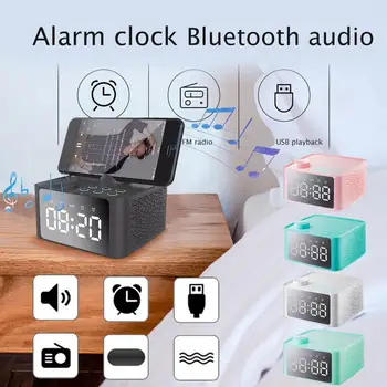 

Bluetooth 5.0 Wireless Speaker Digital Alarm Clock Portable Subwoofer Bedside Stereo Sound Speakers Support TF Card AUX