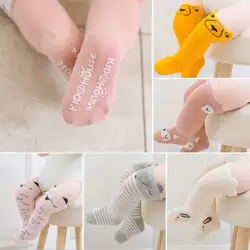 Милые детские чулки для маленьких мальчиков и девочек модные Нескользящие чулки по колено с принтом животных Детские хлопковые