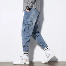 Men's Jeans 2019 Spring New Port Wind Tooling Large Size M-5XL Beam Feet Loose Nine Points Jeans Slim Feet Youth Men's Clothing цена Men's Jeans 2019 Spring New Port Wind Tooling Large Size M-5XL Beam Feet Loose Nine Points Jeans Slim Feet Youth Men's Clothing цены онлайн