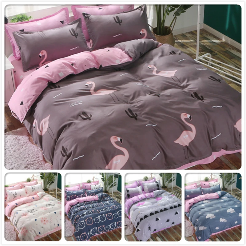 

Europe Flamingo Pattern Duvet Cover Quilt Comforter Case 3/4 pcs Bedding Set Kids Girls Bed Linen Single Queen King Size 150x200