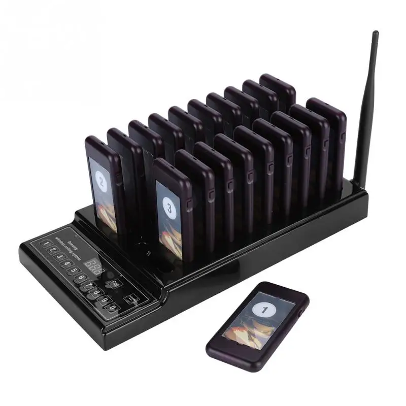 

433.92MHz Guest Paging System 999 Channel 20 Receivers Pager System for Restaurant Wireless Queue Calling System