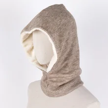 Съемная шапка с капюшоном и воротником, унисекс, зимние кашемировые вязаные эластичные шапочки для мужчин и женщин, теплые толстые флисовые шапки для шеи, вязаные крючком