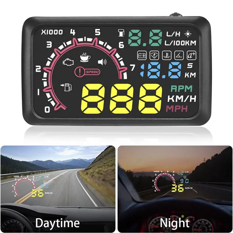 

OBD2 HUD Car Head Up Display 5.5" LED Vehicle Speed Overspeed Warning System Projector Windshield Auto Electronic Voltage Alarm