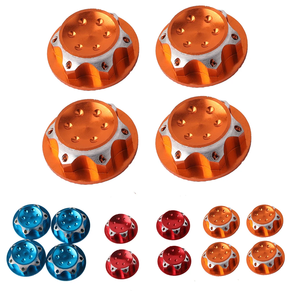 

4 Pcs Antiskid Hex Wheel Hub Antidust Model Car Nut Cover Buggy For RC 1:8 Model Aluminium
