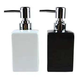 

2pcs Ceramic Hand Sanitizer Bottle Pressing Shower Bottle Square Type Bathroom Creative Bath Soap Bottle