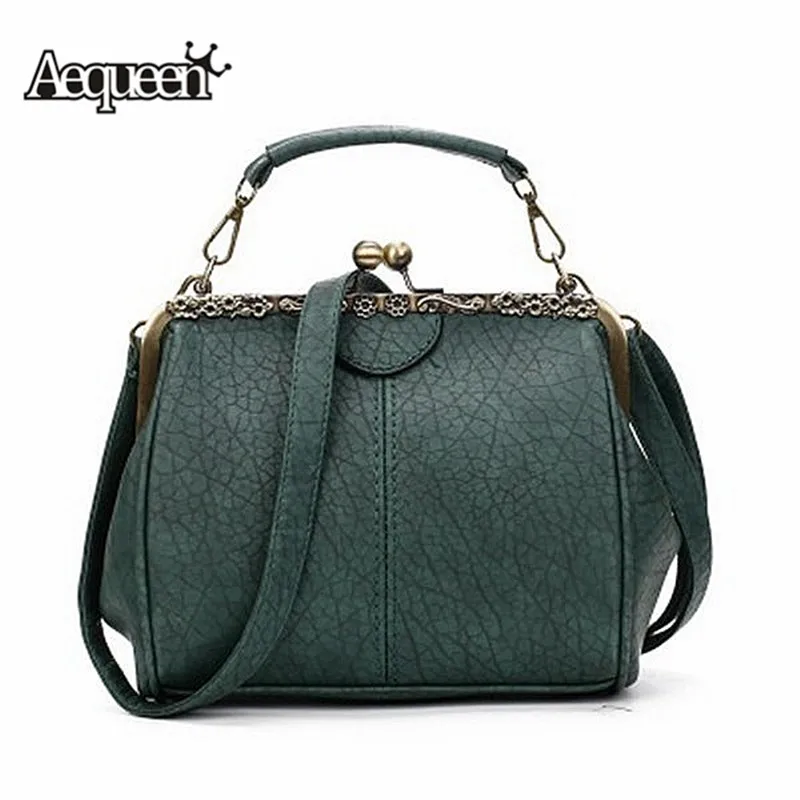 

AEQUEEN Green Luxury Women Vintage Hasp Bucket Bags Female PU Leather Shoulder Crossbody Bag Ladies Clutchs Wedding Party Bags