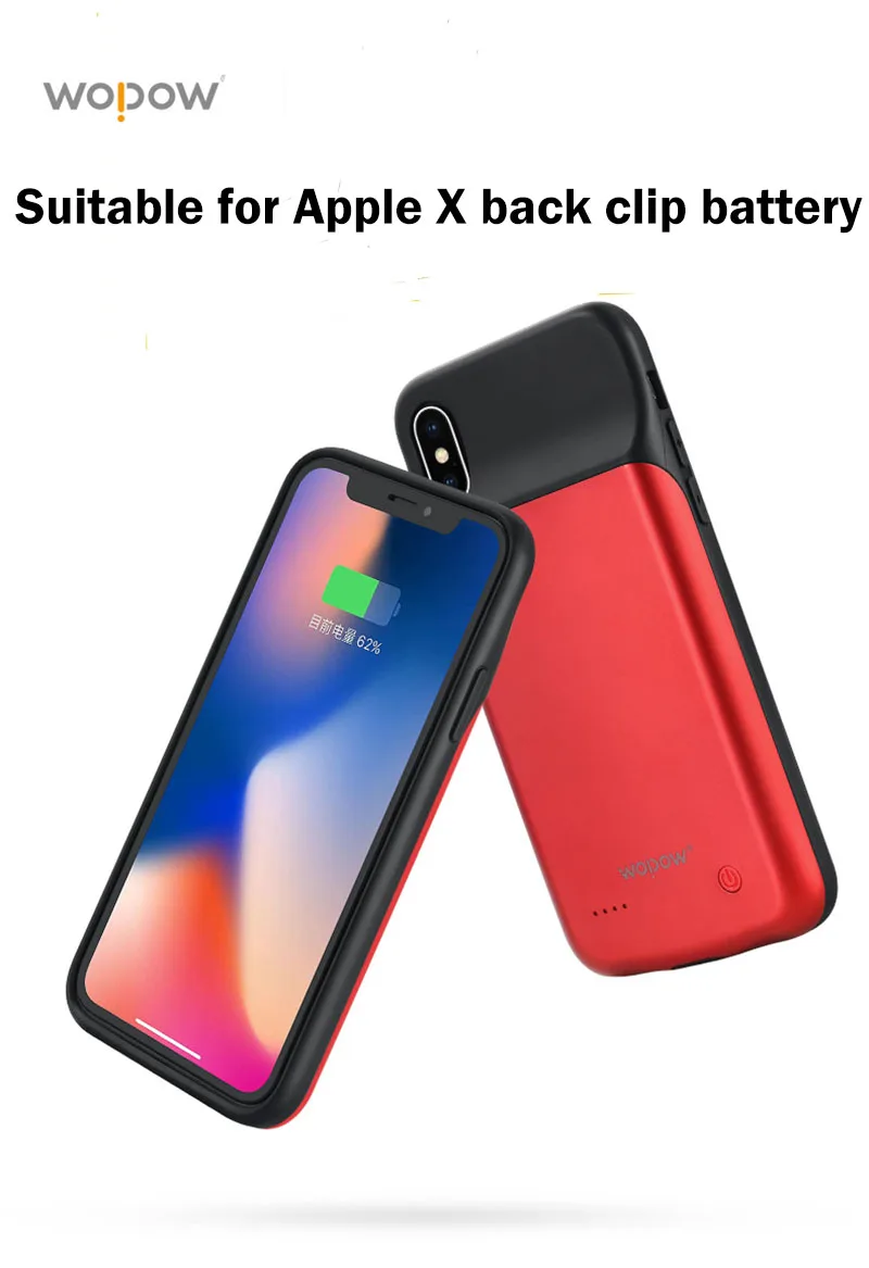 

WOPOW 3200mAh Power Bank Back Clip Battery Case For iPhone X External Backup Battery Charge With 3.5mm Audio jack listen music