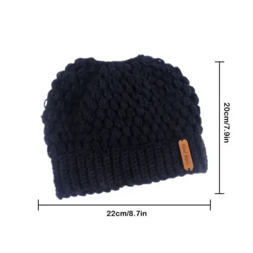 Вязаная шапка женская зимняя теплая с хвостиком|Женские Skullies и шапочки| |